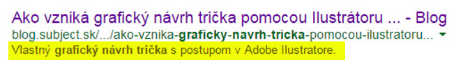 výsledok z vyhľadávania v google