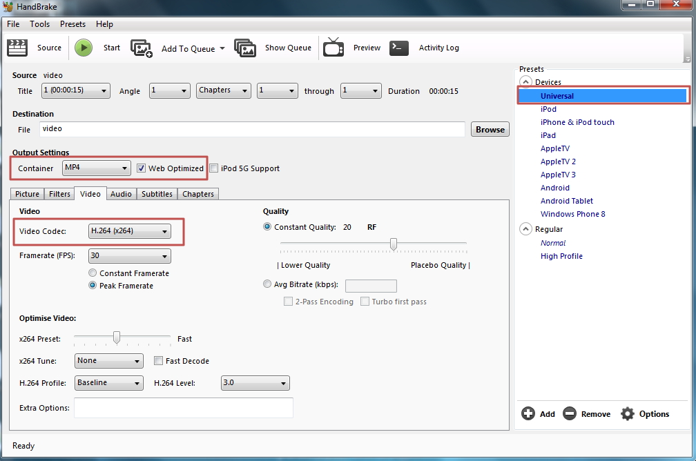 Nastavenie pre HandBrake