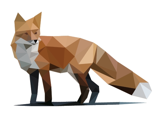 líška vytvorená s polygónovje grafiky